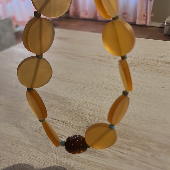Vintage Root Beer Lucite Bead Necklace discs choker glass 70s - Picture 5 of 6